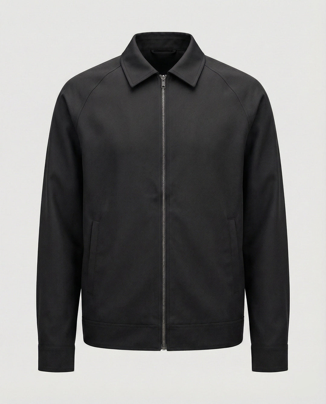 Herren kurze minimalistische Reißverschlussjacke mit Hemdkragen und kastiger Silhouette Drune