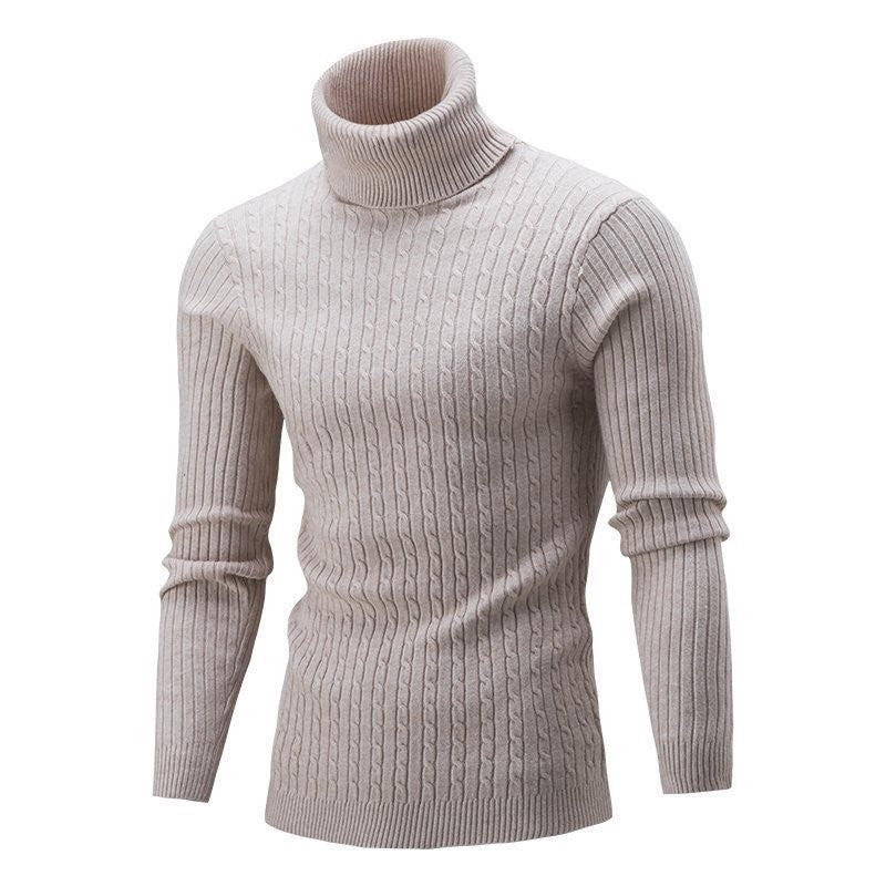Herren Taillierter Thermo-Rollkragenpullover mit Zopf- und Rippstrickstruktur Drune
