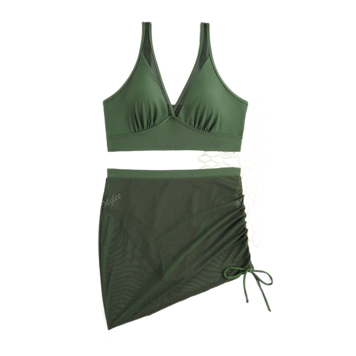 Damen Sportliches Bikini-Set mit transparentem Wickelrock Drune