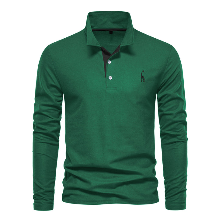 Herren Langarm Poloshirt mit modernem Kontrastkragen und hochwertigem Baumwollmix Drune