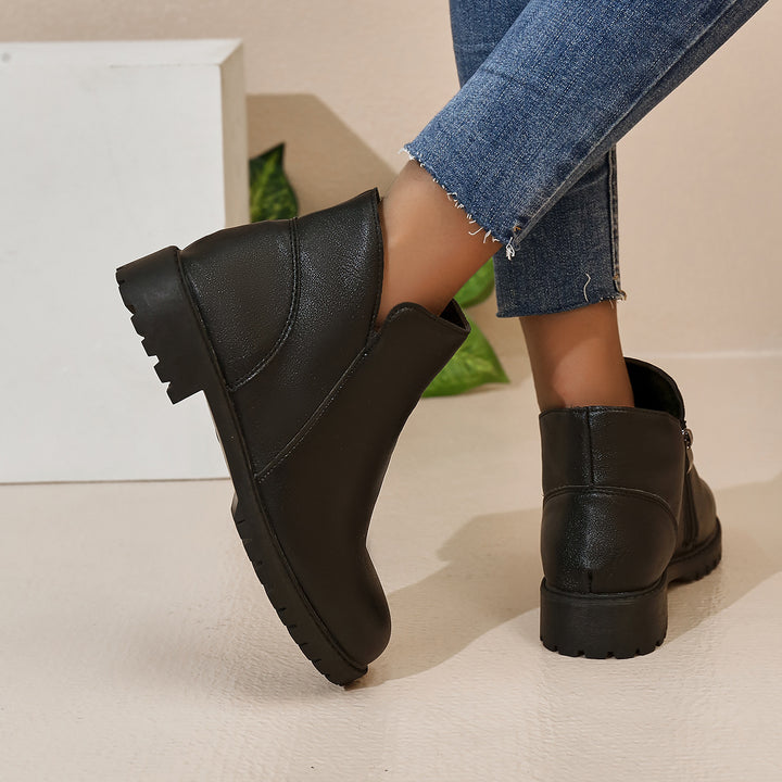 Damen nan kurze Stiefeletten mit profilierter Gummilaufsohle und seitlichem Reißverschluss Drune