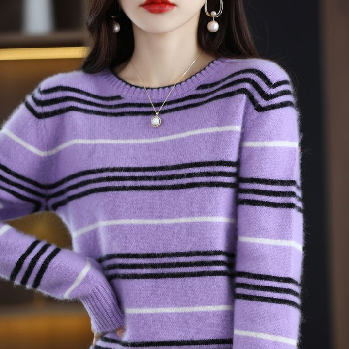 Damen moderner und gemütlicher Streifenpullover Drune