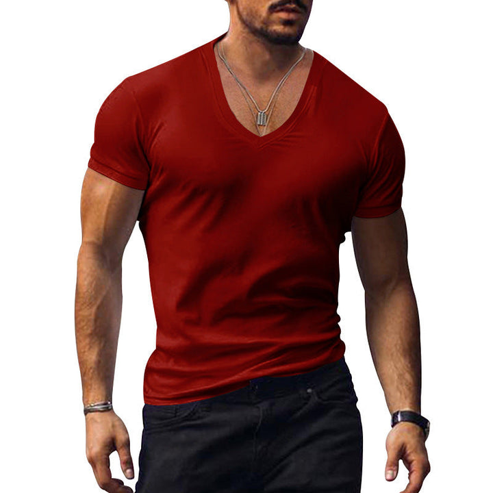 Herren lässiges V-Ausschnitt T-Shirt Drune