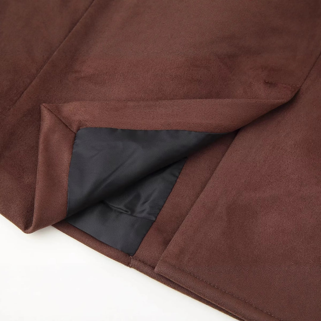 Damen modische Wildlederjacke mit elegantem Schnitt und praktischen Taschen Drune