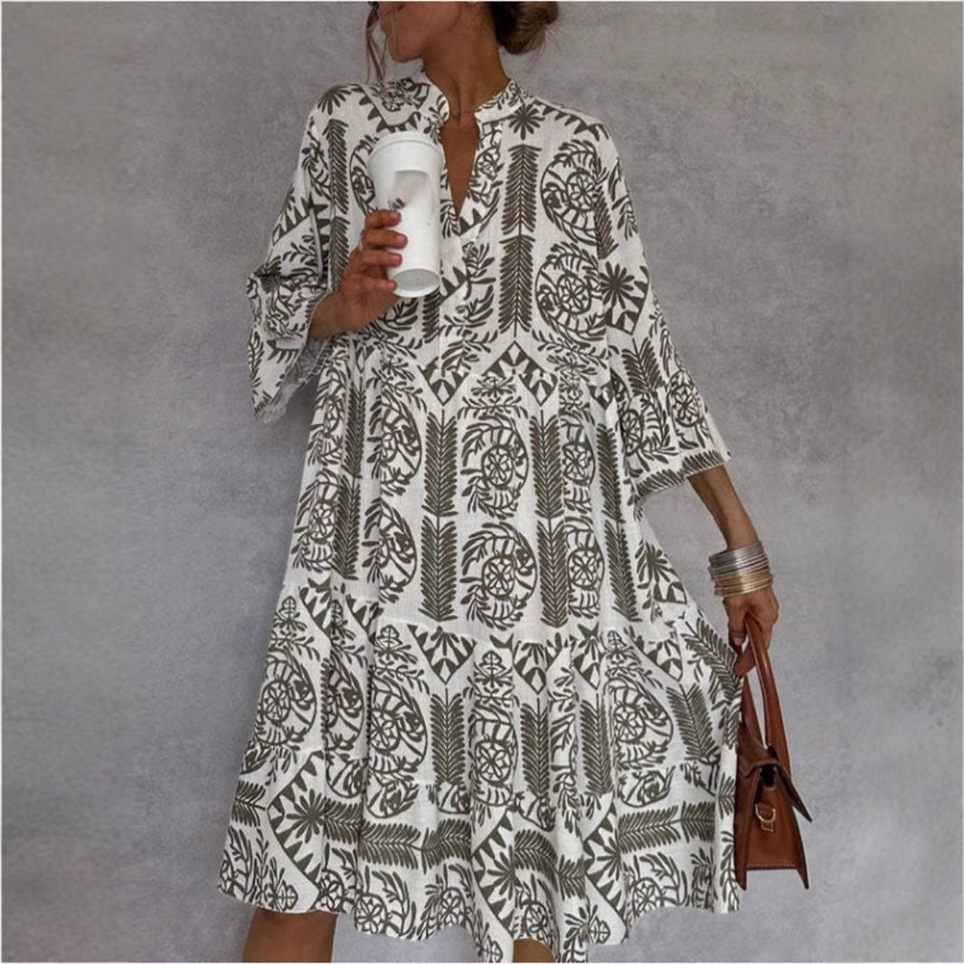 Damen Tunika-Kleid mit floralem Design und lockerer Passform Drune