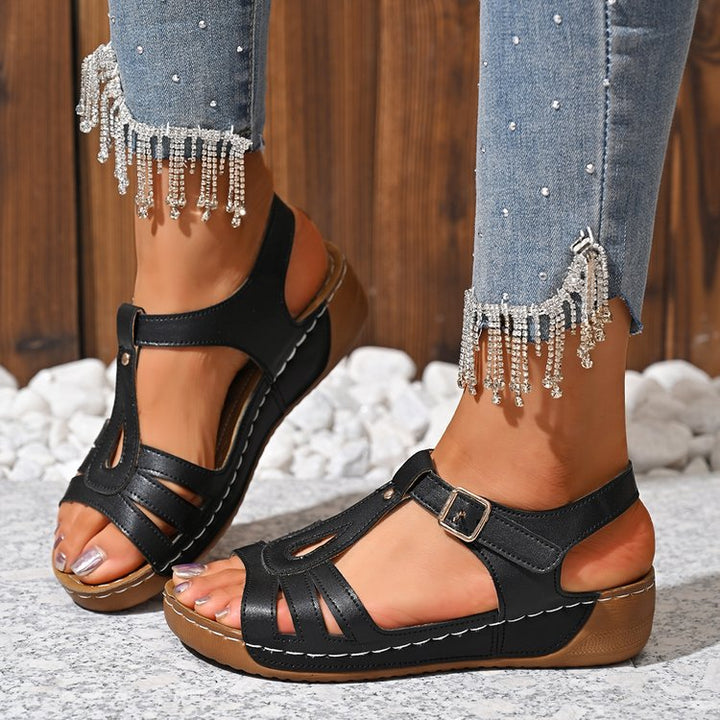 Damen Fußbett-Sandalen mit verstellbarem Riemen und elegantem Designs Drune