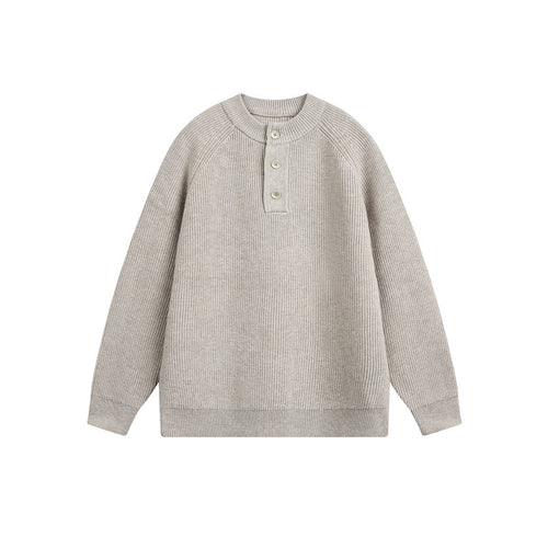 Unisex Rippsweater mit Henley-Knopfleiste und Raglanärmeln Drune