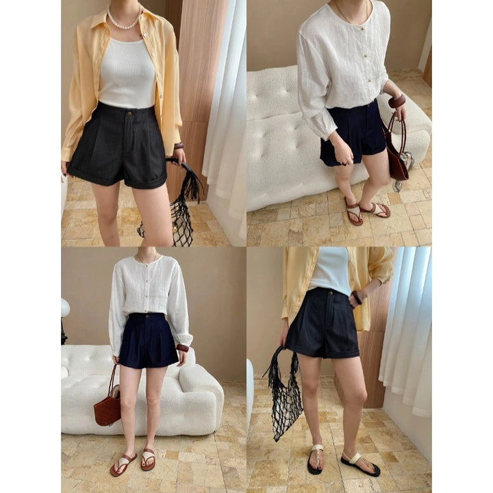 Damen lässige Shorts mit hohem Bund und praktischen Taschen Drune