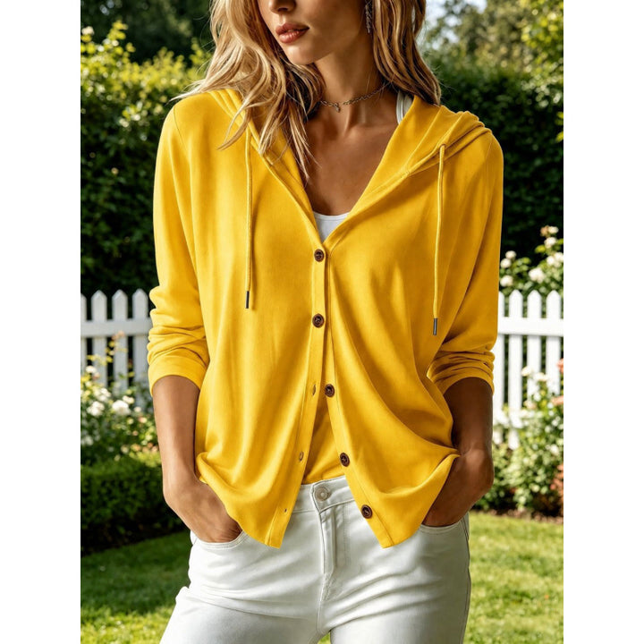 Damen Leichter Kapuzen-Cardigan mit Knopfleiste und Relaxed Fit Drune