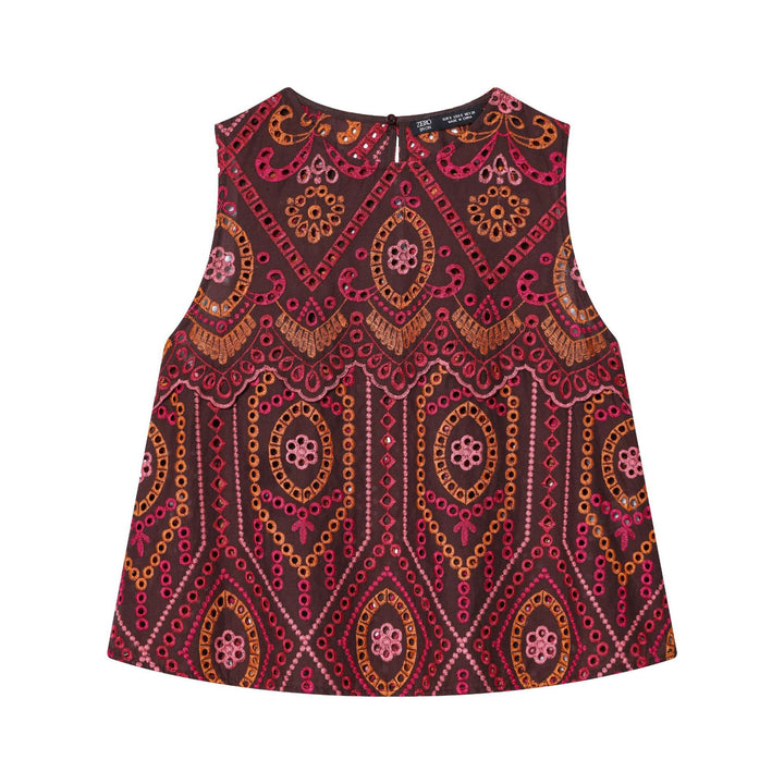 Damen nan bestickter A-Linien Midirock mit Lochstickerei, Stufenvolant und welligem Saum Drune