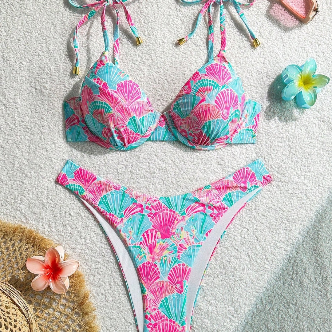 Damen Triangel-Bikini mit verspieltem Muschel-Motiv Drune