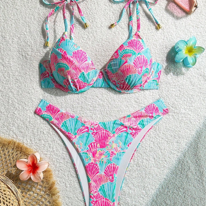 Damen Triangel-Bikini mit verspieltem Muschel-Motiv Drune