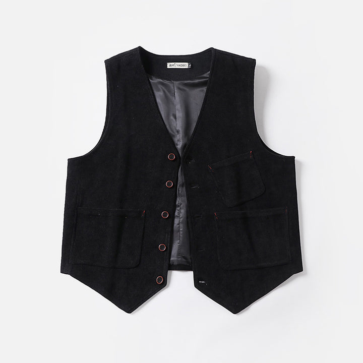 Herren Cordweste ohne Revers mit aufgesetzten Taschen und Futter Drune