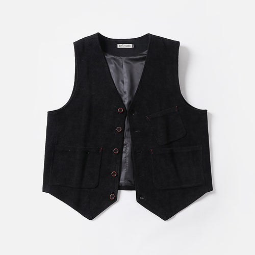 Herren Cordweste ohne Revers mit aufgesetzten Taschen und Futter Drune