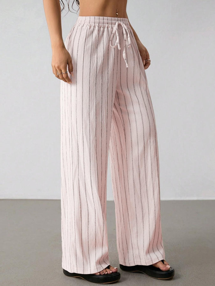 Damen Weite Strickhose mit hohem Bund und Kordelzug Drune