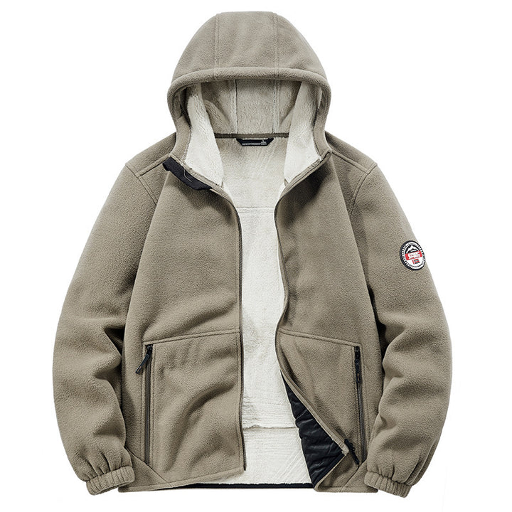 Herren Thermo-Fleece-Hoodie mit isolierendem Sherpa-Besatz und verdeckten Reißverschlusstaschen Drune