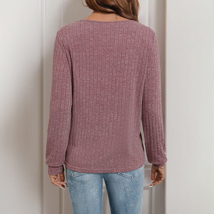 Damen Geripptes Layering-Top mit Zierknopfleiste, Karree-Ausschnitt und taillierter Silhouette Drune