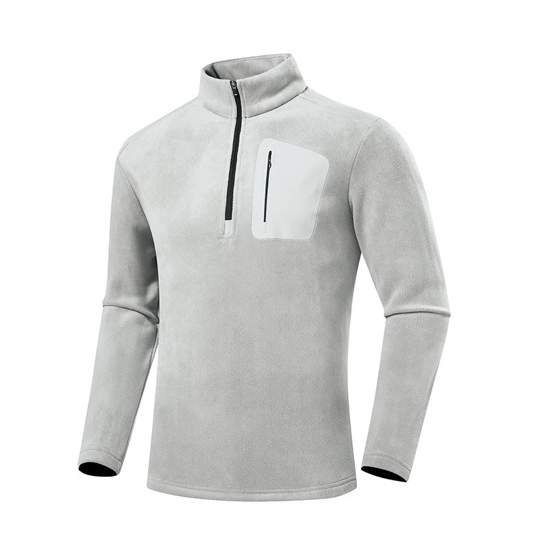 Herren Fleece-Pullover mit Viertel-Reißverschluss und verdeckter Brusttasche Drune