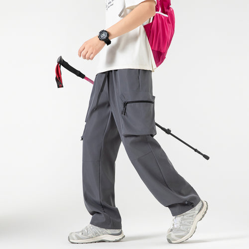 Herren Weite technische Cargo‑Hose mit Multifachtaschen, Tunnelzugbund und verstellbaren Beinabschlüssen Drune