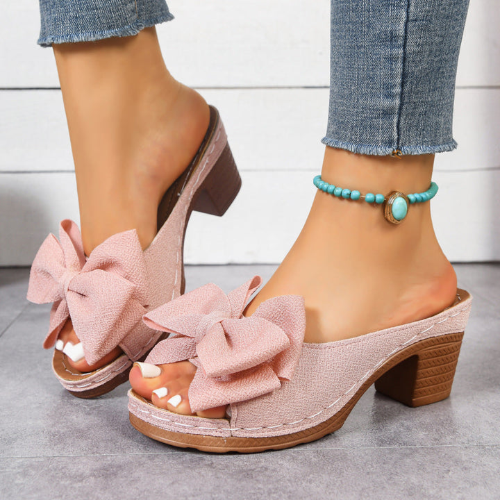 Damen modische Pantolette mit dekorativem Schleifen-Detail Drune