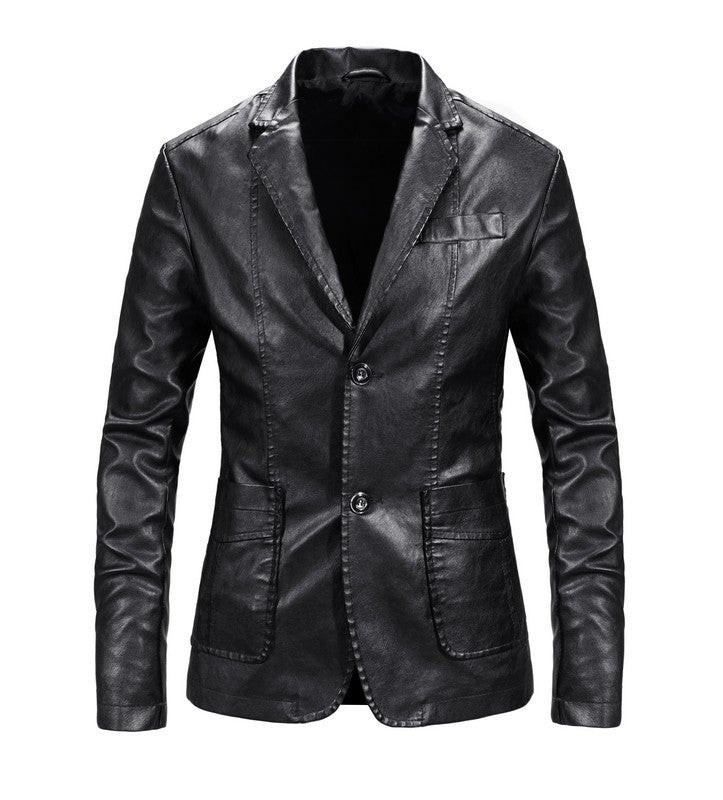 Herren elegante Kunstlederjacke mit modernem Schnitt und praktischen Taschen Drune