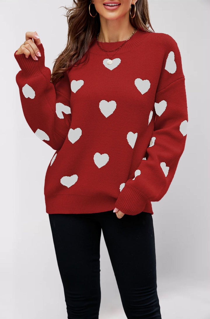 Damen Strickpullover mit Herzmuster und lässigem Schnitt Drune
