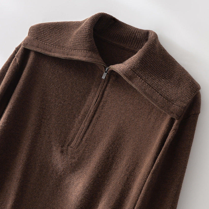 Damen Feiner Half-Zip-Pullover mit großzügigem Umschlagkragen und slimem Schnitt Drune