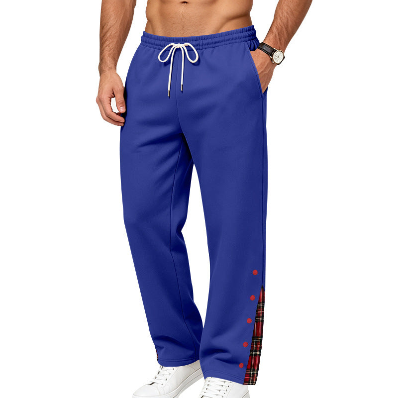 Herren Lockere Jogginghose mit Karo‑Einsatz und Druckknopf‑Details Drune