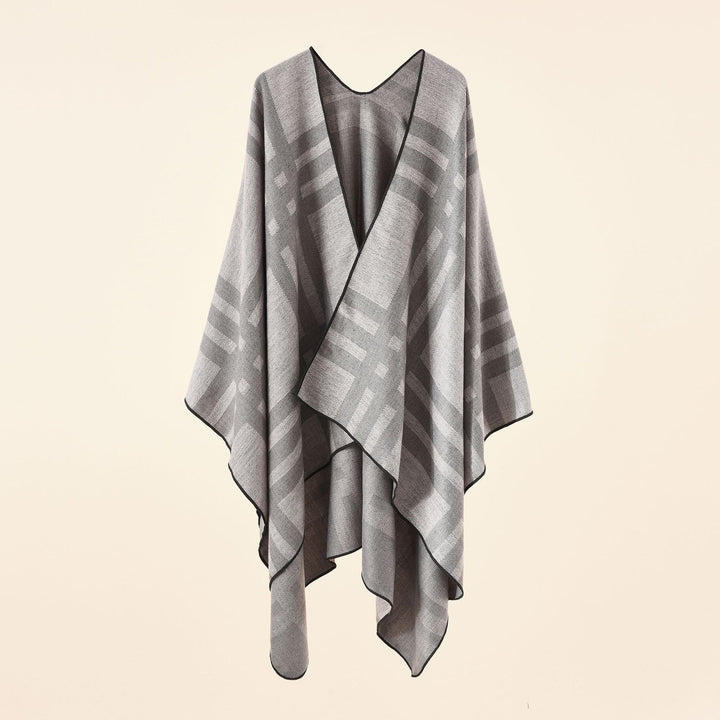 Damen Strickponcho im Paisley-Jacquard mit offener Vorderseite Drune