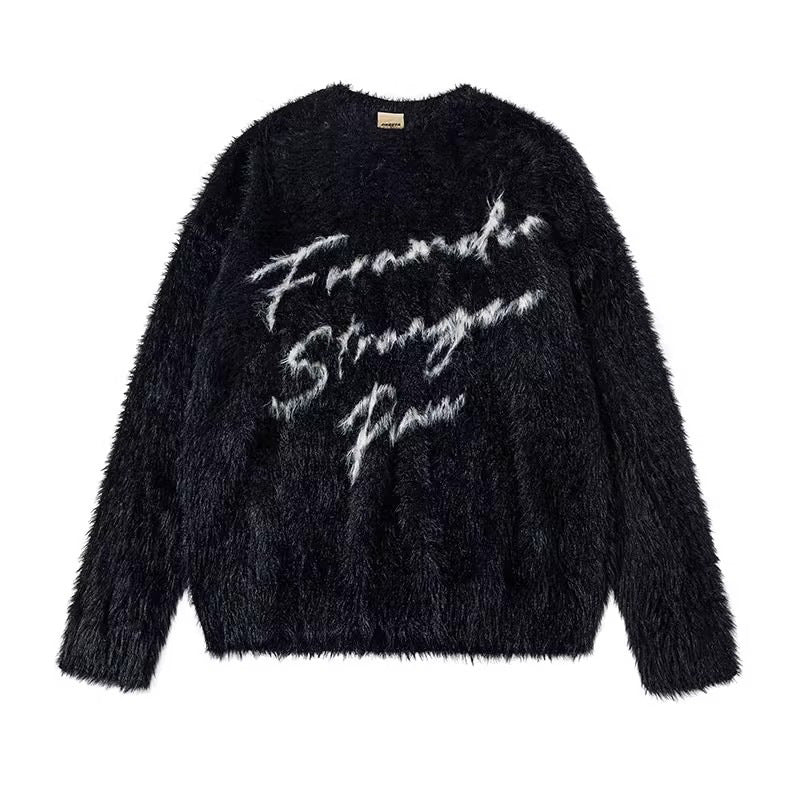 Herren Weicher Kuschelpullover mit auffälligem Schriftzug Drune