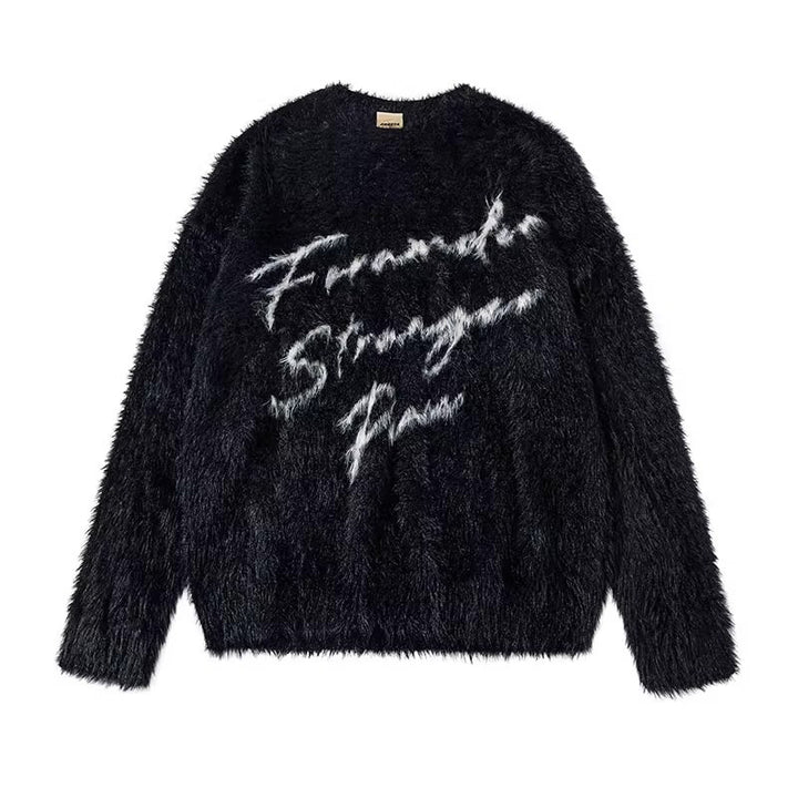 Herren Weicher Kuschelpullover mit auffälligem Schriftzug Drune