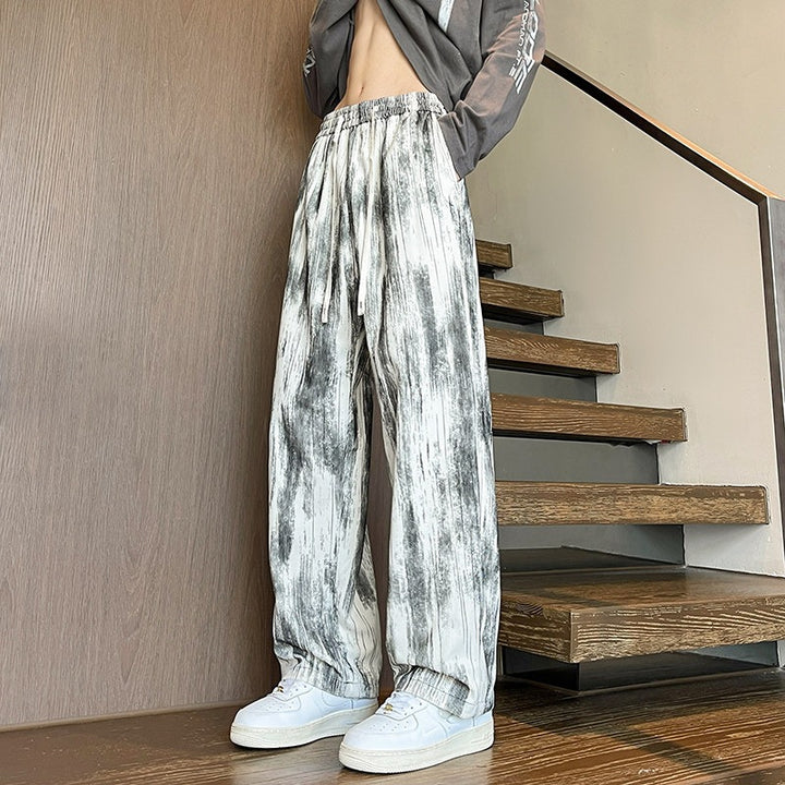 Herren Weit geschnittene Loungehose mit Marmorprint aus strukturiertem Jersey Drune