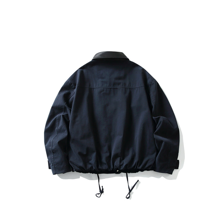 Herren Fieldjacke im Boxy‑Cut mit Lederkragen und Kordelzug Drune