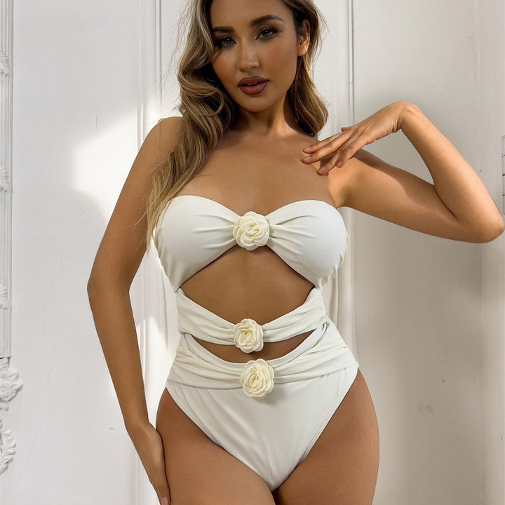 Damen Einteiliger Badeanzug mit floralem Design und innovativem Cut-Outs Drune