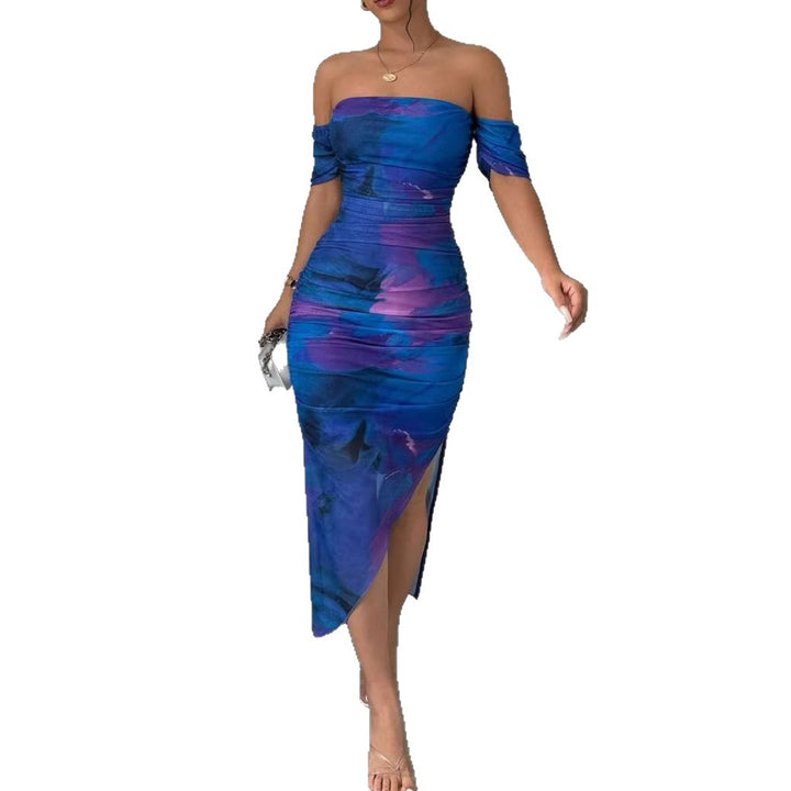 Damen Figurbetontes Midi-Kleid mit off-shoulder Design und elegantem Schlitz Drune