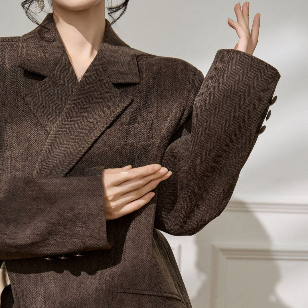 Damen Eleganter und vielseitiger Blazer mit Taillengürtel Drune