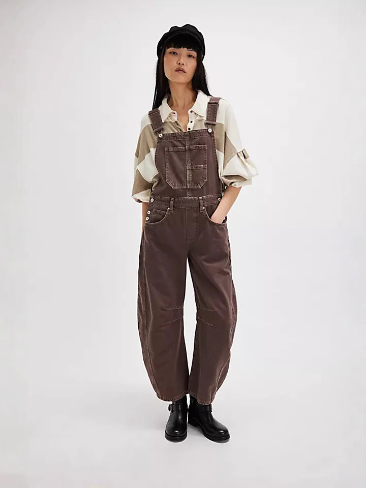 Damen Latzhose im lässigen Oversized-Stil mit praktischen Taschen und modischen Akzenten Drune