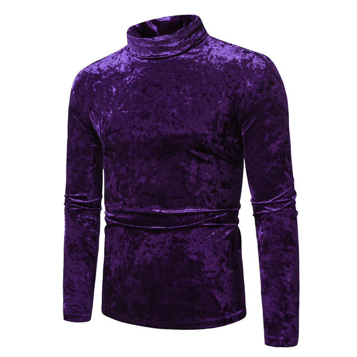 Herren nan figurbetontes Samtrollkragen-Langarmshirt mit Stretchanteil Drune