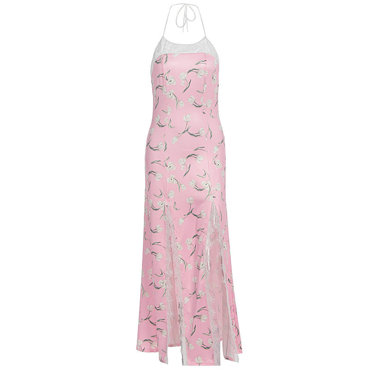 Damen Maxikleid mit floralem Muster und transparenten Einsätzen Drune