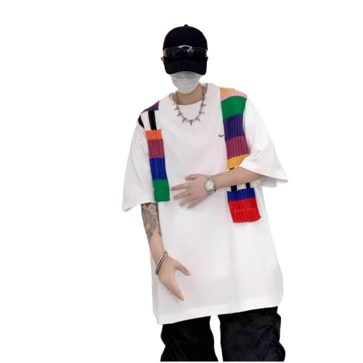Unisex Oversized T-Shirt mit buntem Strickdetail Drune