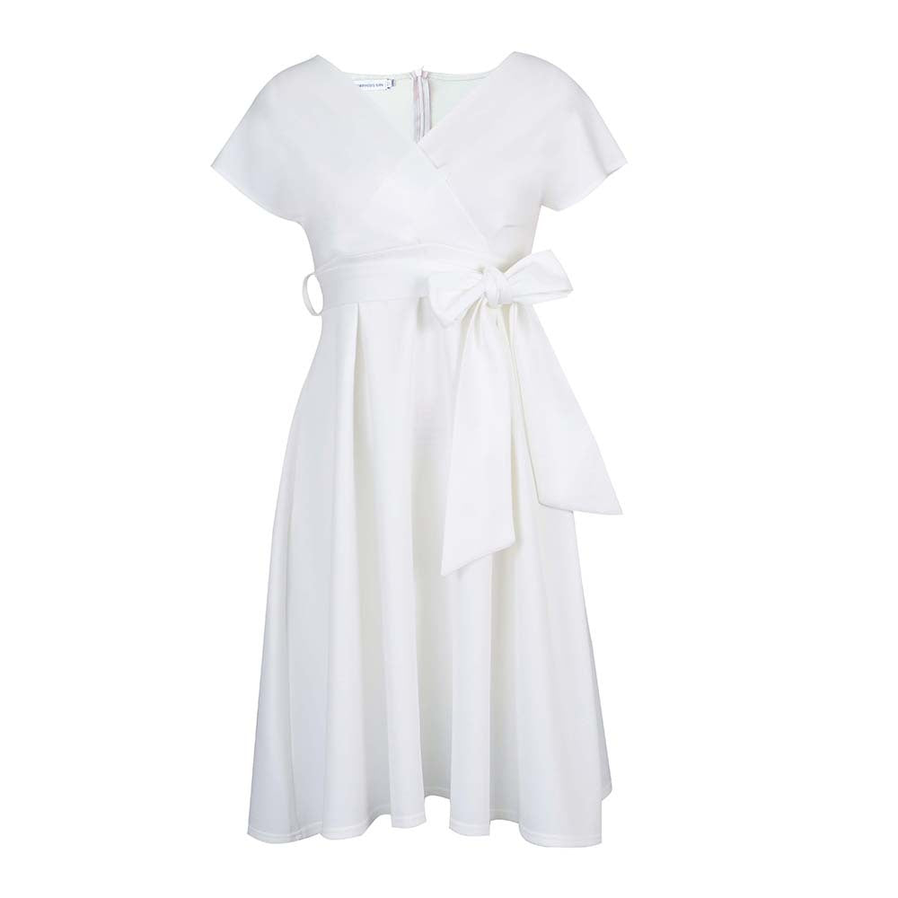 Damen Wickelkleid mit elegantem V-Ausschnitt und Gürtel Drune