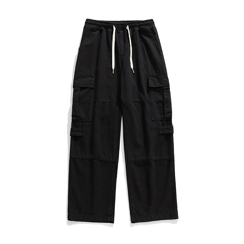 Unisex Weite Cargo-Freizeithose mit elastischem Bund, Tunnelzug und mehrfachen Klappentaschen Drune