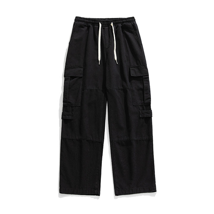 Unisex Weite Cargo-Freizeithose mit elastischem Bund, Tunnelzug und mehrfachen Klappentaschen Drune