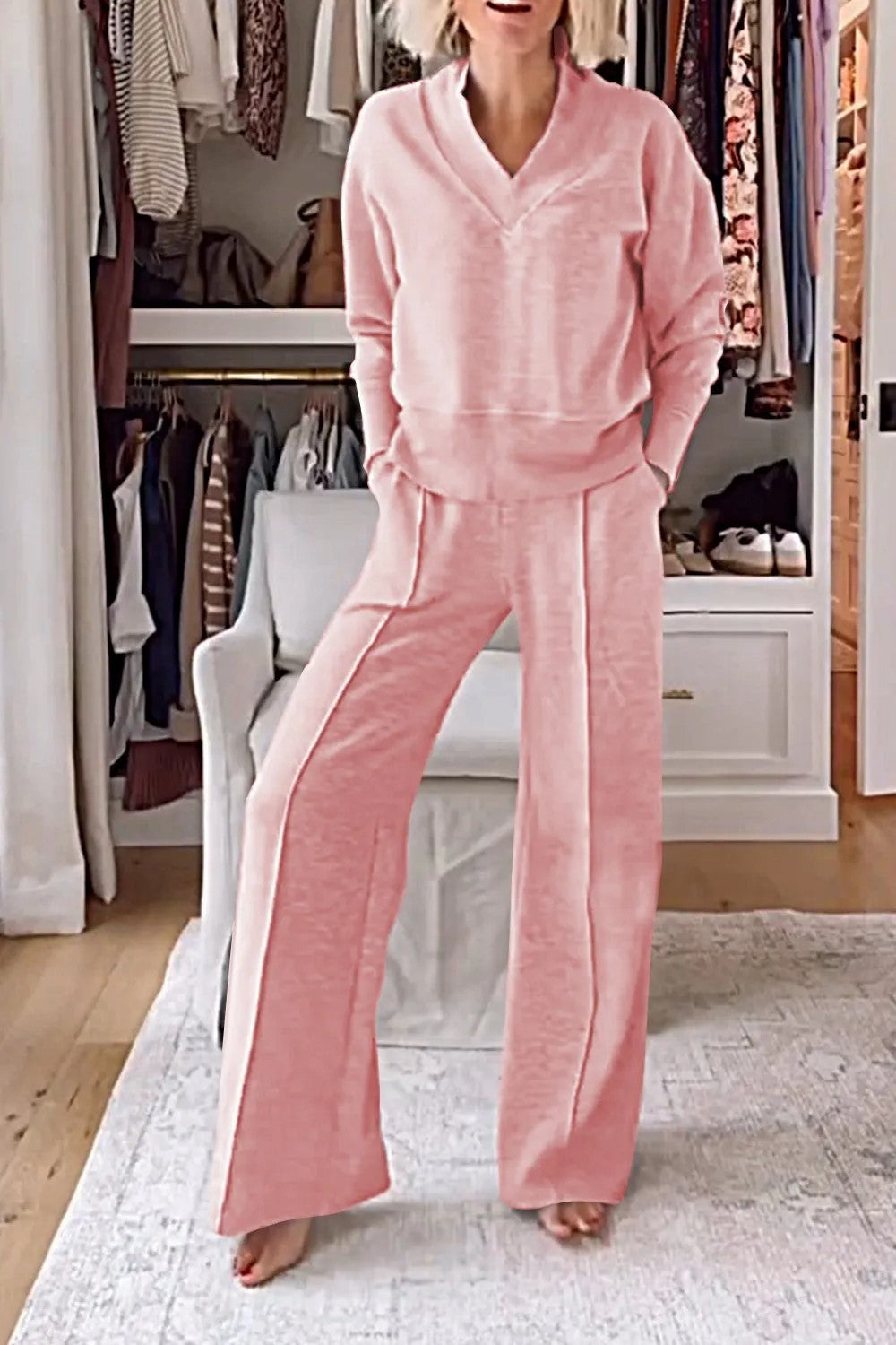 Drune | Lockeres Oberteil und Hose mit weitem Bein Set