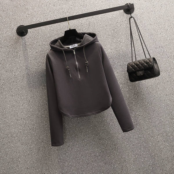 Damen modischer Crop-Hoodie mit praktischem Reißverschluss Drune