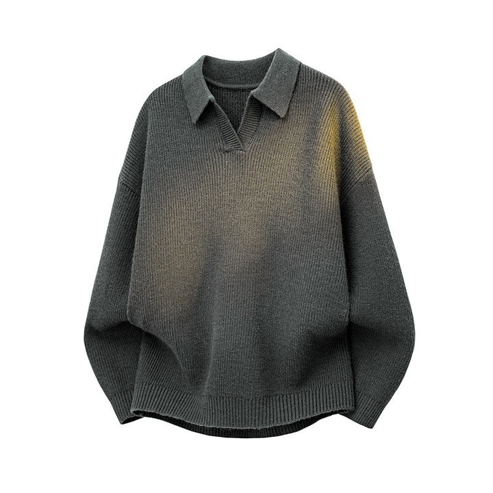 Herren Modischer Grobstrickpullover mit Kragen Drune