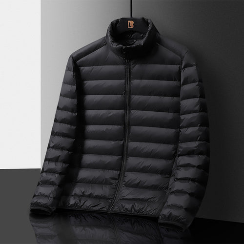 Herren Ultraleichte gesteppte Daunenimitat‑Steppjacke mit Stehkragen und Packfunktion Drune
