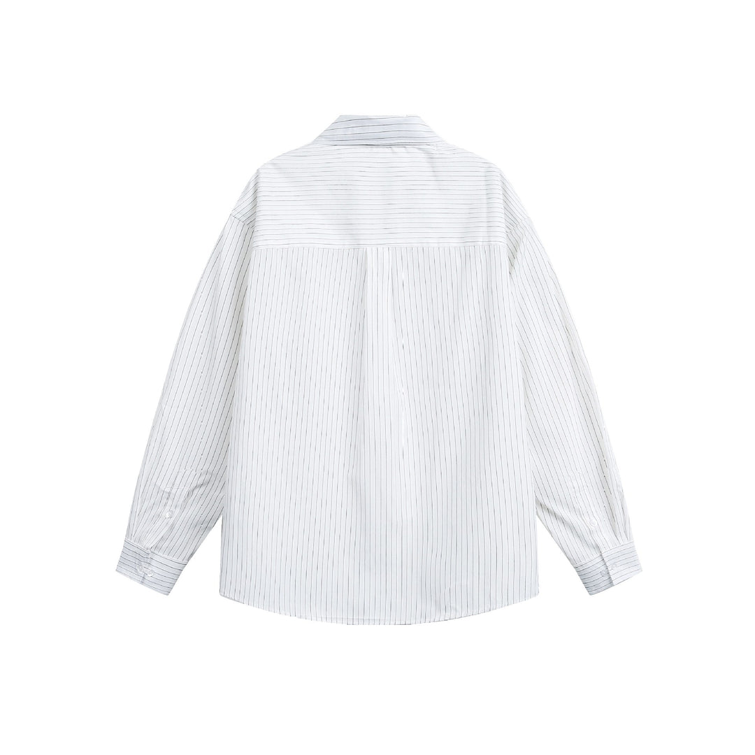 Damen Oversize-Hemdbluse mit feinen Streifen, Kentkragen und Brusttasche Drune