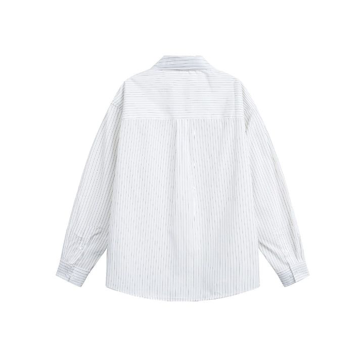 Damen Oversize-Hemdbluse mit feinen Streifen, Kentkragen und Brusttasche Drune