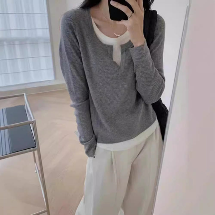 Damen Feinstrickpullover mit V-Ausschnitt und Raglanärmel Drune